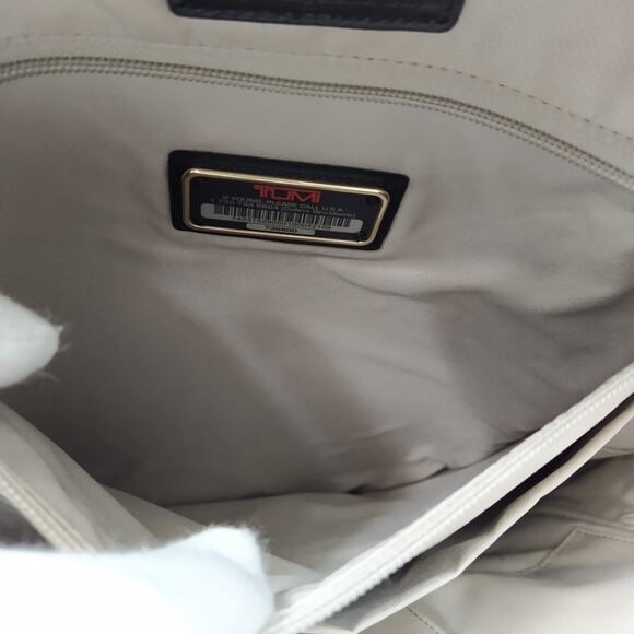 Tumi Black Nylon Leather Trim Zipper Closure Double Top Handles Backpack